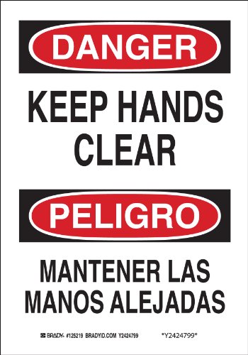 Panneau bilingue Keep Hands Clear en aluminium pour éviter les blessures