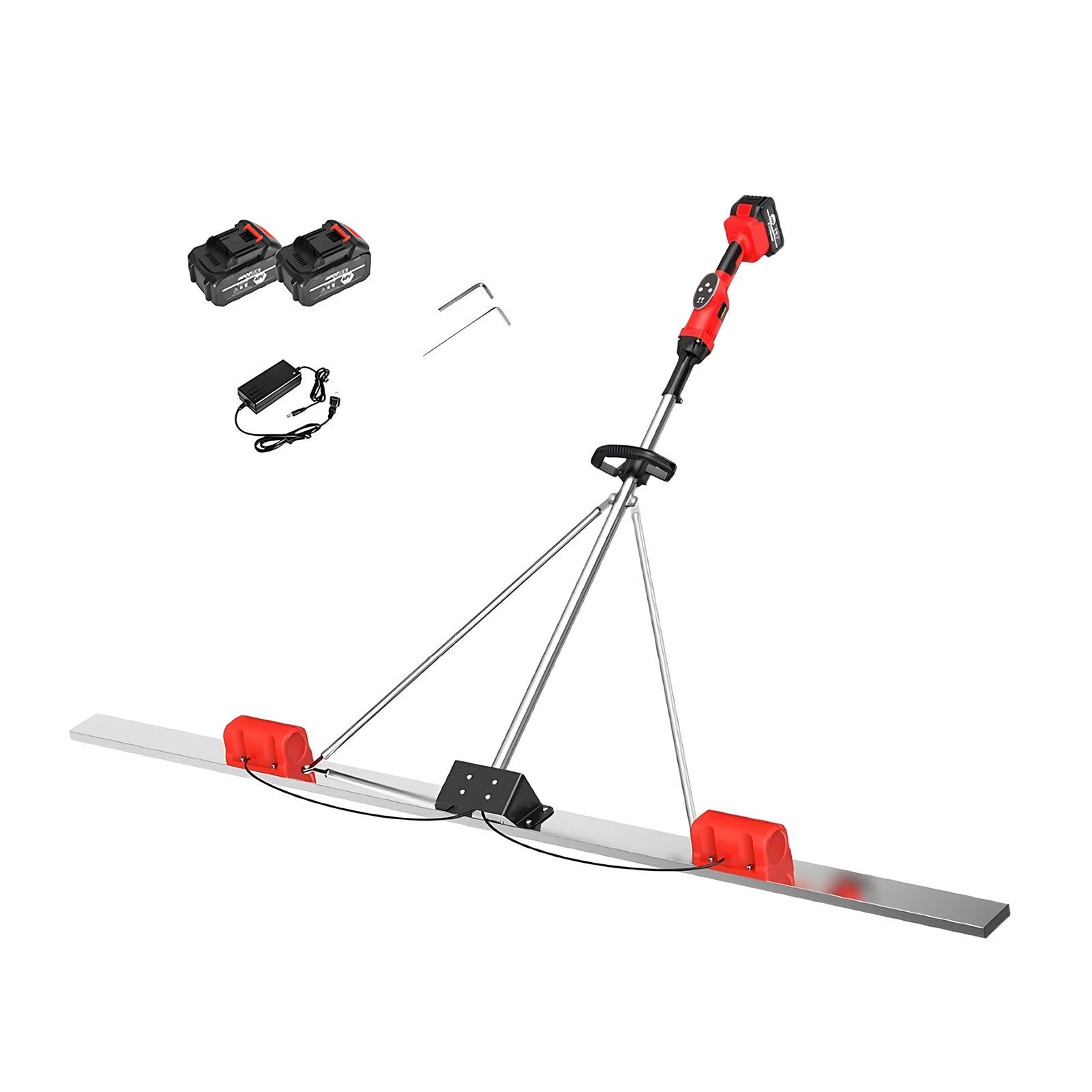 Concrete Leveling Tool, Dual Motor Cordless Vibrating Screed, Stainless Steel Board Design, Variable Frequency Control for Slab Pouring Walkways and Concrete Pads(1.5M)
