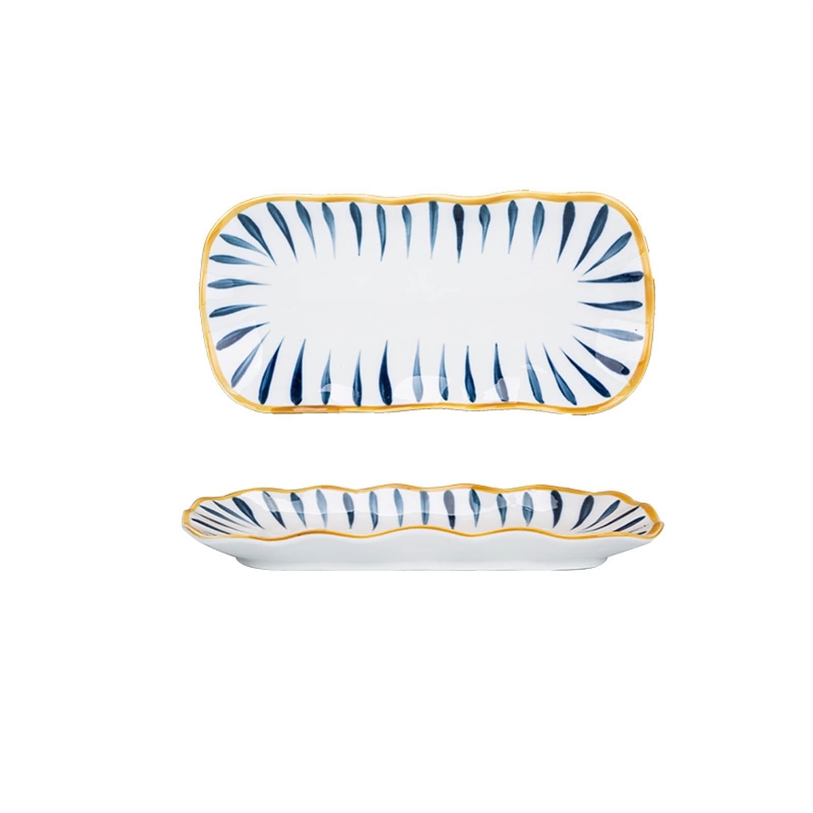Talerze Obiadowe Talerz Do Serwowania Prostokątny Ceramiczny Talerz Obiadowy Domowy Duży Porcelanowy Kreatywny Talerz Na Ryby Gotowany Na Parze Ręcznie Robiony Artystyczny Talerz Obi