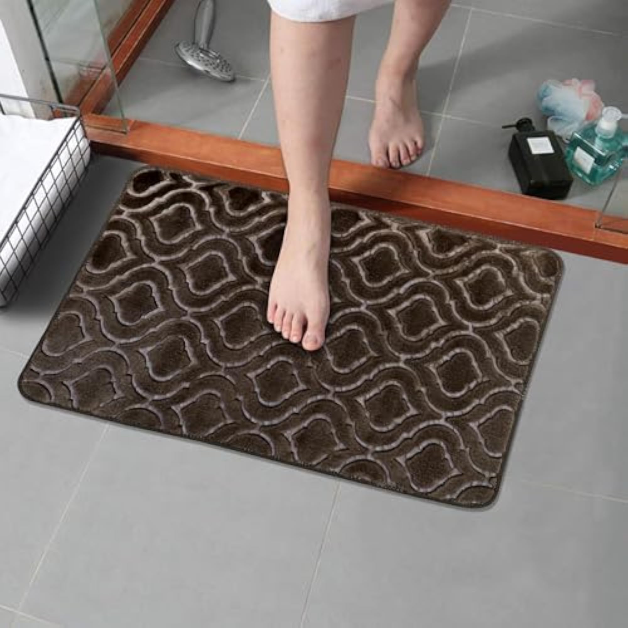 Foam Cobblestone Bath Mat Super Water Absorbent, Machine Washable