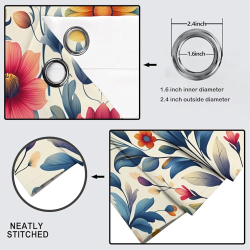 Lot de 2 rideau retro fleurs occultants 140x240 cm isolant - 6