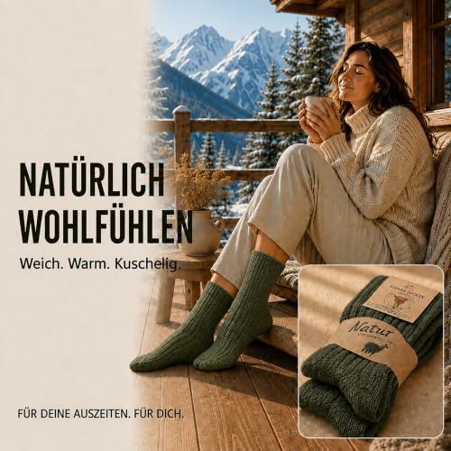 MOUNTREX Alpaka Wollsocken Dünn Grün 39-42 – Bild 7