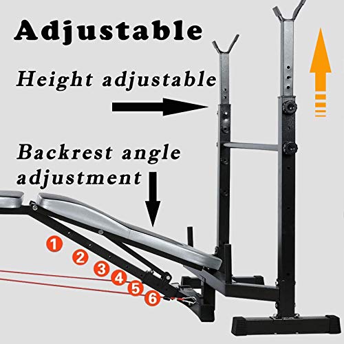 Strength Training Olympic Weight Bench Multi-Function Adjustable heavy duty Weight lifting Benches with Rack Leg Extension and Leg Curl for Home Full-Body Exercise