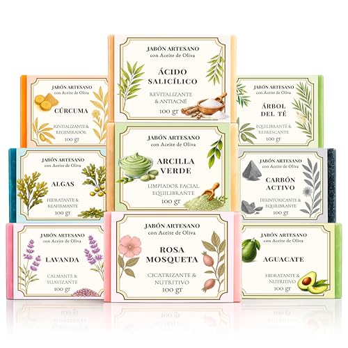 CABRERIZO SOAP Pack Jabones Naturales Artesanos 100g – 9 pastillas de jabon natural perfumado de aceites naturales – Colección de Jabones para regalar o autocuidado diario para una piel limpia y suave