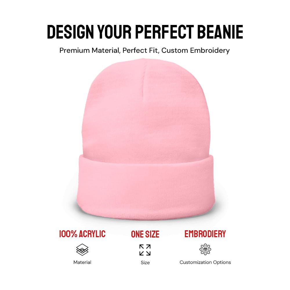 Custom Beanie Hat Personalized Embroidered Beanie Cap for Women and Men Design Logo Text Gift Winter Soft Warm Acrylic Beanie - Light Pink