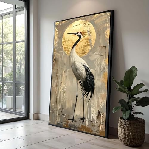 Grand tableau oiseau 70 x 130 cm cadre intérieur salon chic