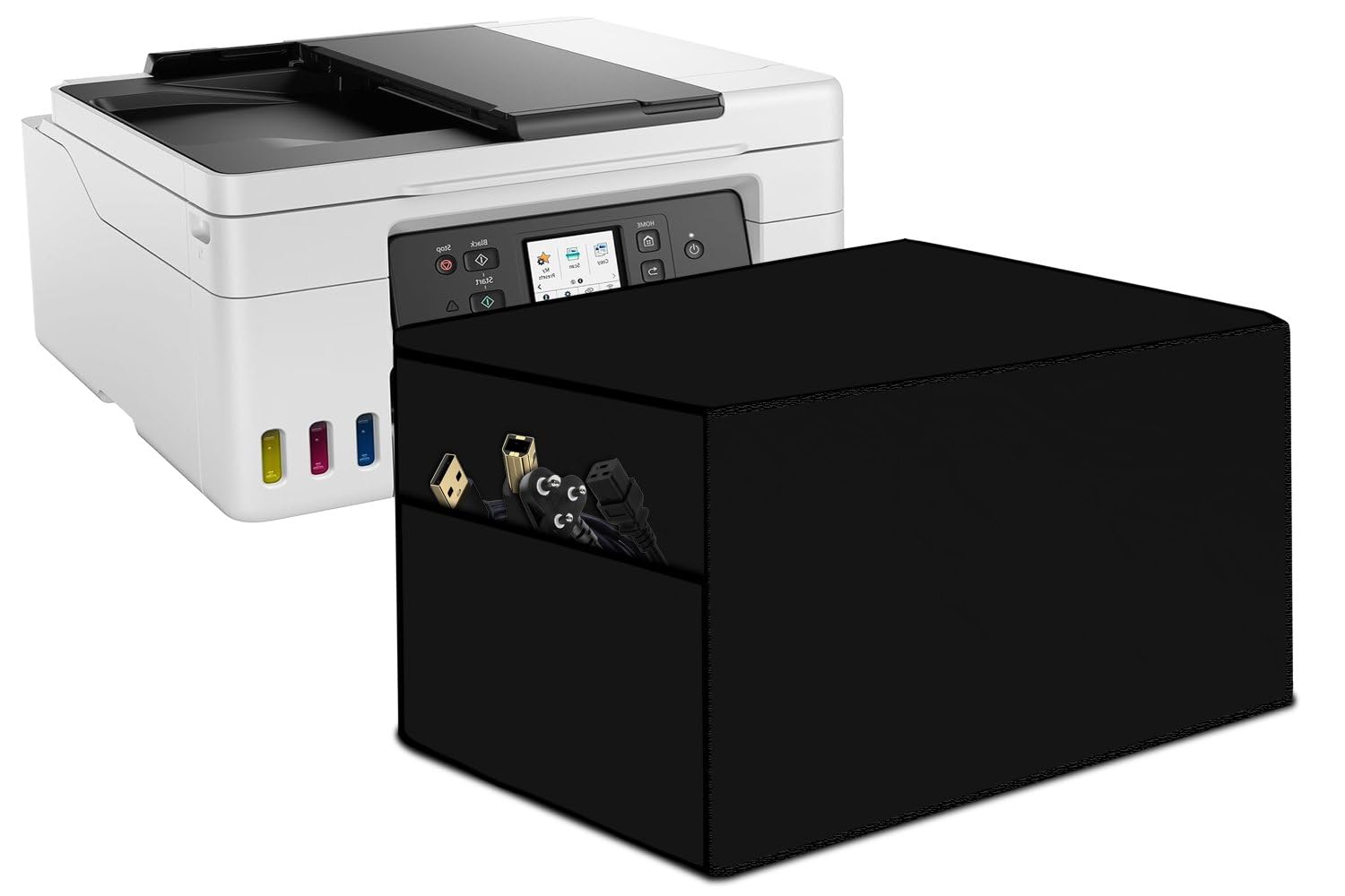 The Furnishing Tree Polyester Waterproof & Dustproof Printer Cover – Compatible with Laserjet Pro HP 3303sdw Printers, Heavy-Duty black Polyester , Dimensions in DxWxH - ( 45x48.5x42 CM)-image-2