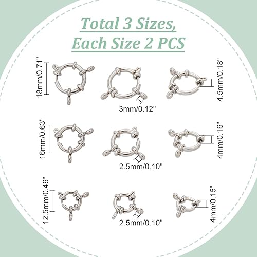 Vista 17 de UNICRAFTALE 8 cierres dorados de resorte de acero inoxidable, cierre de anillo cerrado, cierre de superficie lisa, conectores para fabricación