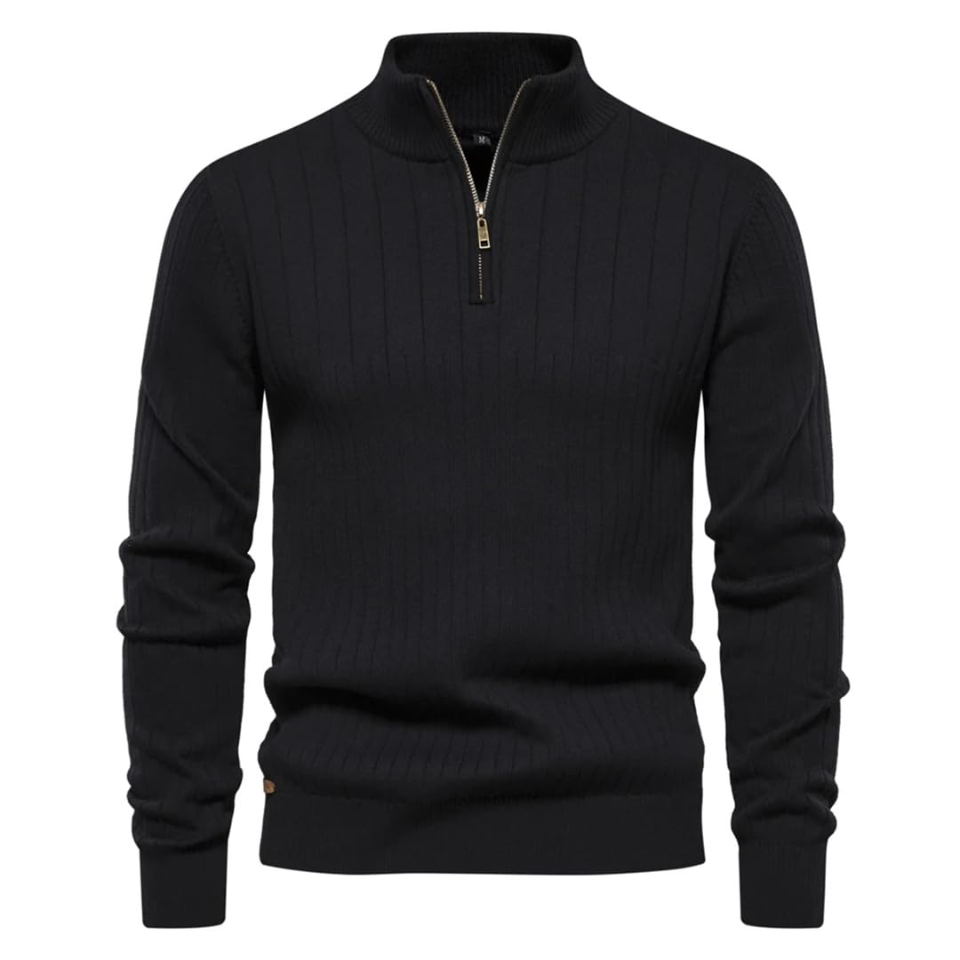 Disimlarl Autunno Zipper Pullover Maglioni per gli Uomini Caldo Inverno Mock Neck Cotone Maglione Lavorato