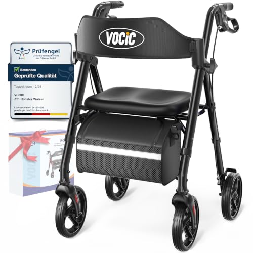 VOCIC Rollator Faltbar und Leicht mit Sitz, Rollatoren Schmal für Wohnung