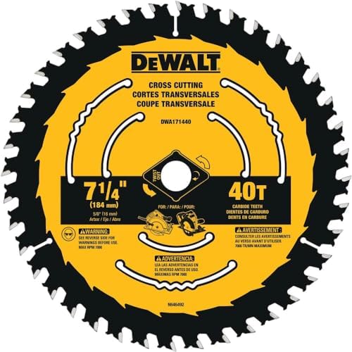 DEWALT Circular Saw Blade, 7 1/4 Inch, 40 Tooth, Wood Cutting (DWA171440)