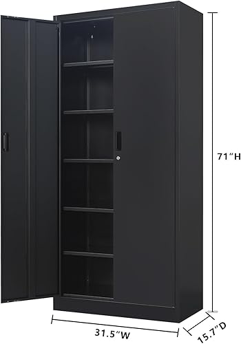 Miniatura 88 de CJF Gabinete de almacenamiento de metal, armario de almacenamiento con bloqueo con puertas y 1 cajón, 36 pulgadas de alto x 28 pulgadas de ancho x