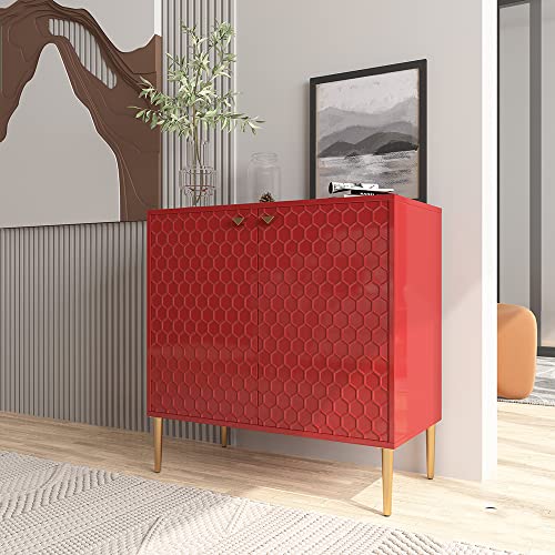 Boyel Living Storage Cabinet With Doors, Free Standing Accent Cabinet With Adjustable Shelf, Sideboard, Cupboard For Living Room, Bedroom, Red #TOP3