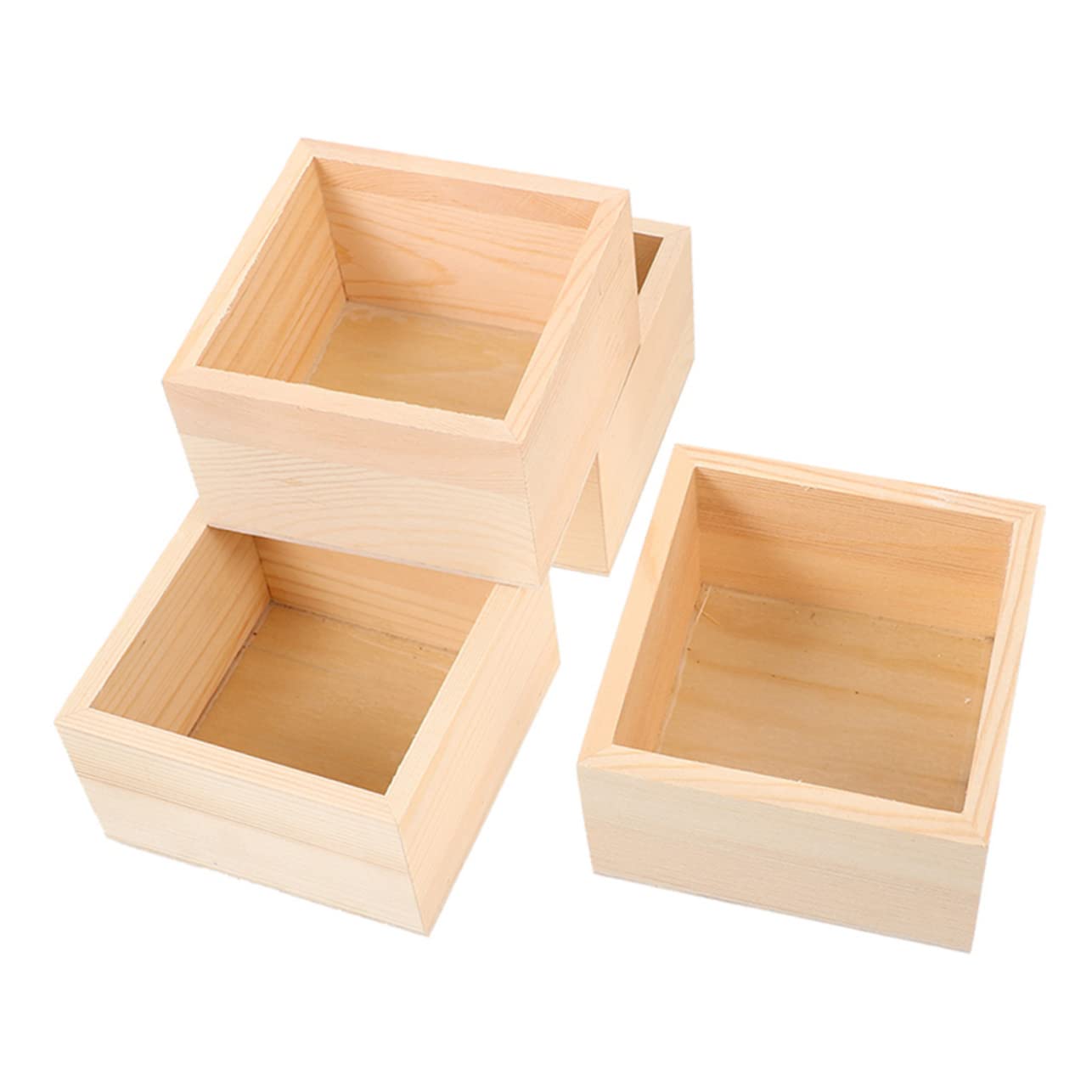 Amazon｜BUTIFULSIC 4個木製収納ボックス 無蓋 クラフトボックス