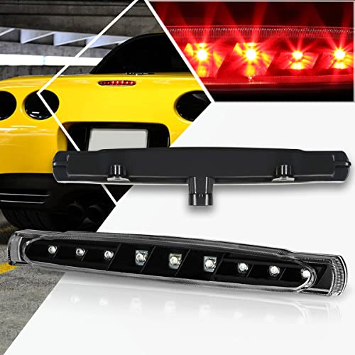 PM PERFORMOTOR LED 3rd Third Brake Light High Mount Stop Light Compatible with Chevy Corvette 97-04,Black Housing/Clear Lens