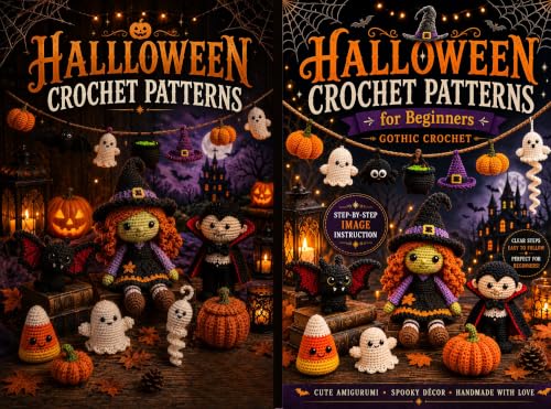 Halloween Crochet Pattern Book For Beginners: Easy Amigurumi & Halloween Decor Patterns to Crochet Candy Corn, Bats, Witch Hats, Garlands, Vampire Dolls, Witch Dolls, and Gothic Crochet Project