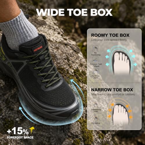 Image of Men's Wide Trail Running Shoes 2E Lightweight Cushioned, Non Slip Outdoor Hiking Sneakers with Arch Support Wide Width, Breathable Cross Training Athletic Walking Shoes for Men