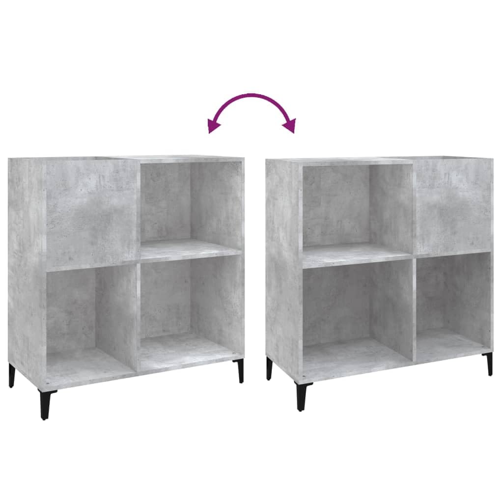 Mobile Porta Dischi Grigio Cemento 84,5x38x89 Legno Multistrato,Supporto per Giradischi,Supporto per Giradischi in Legno,Supporto per Giradischi con Spazio di archiviazione