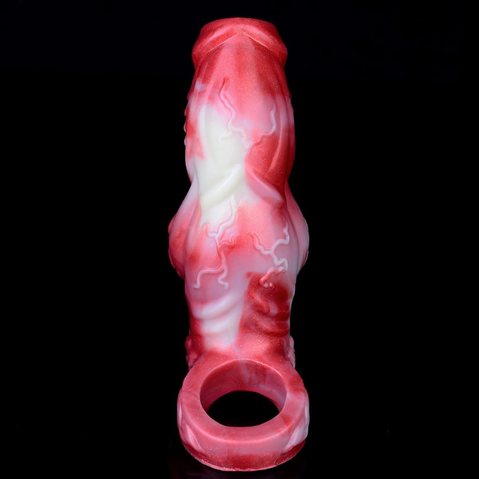 Manicotto for pene Spessi Anelli for pene Annodati Ingranditore dildo uomo, Manicotto estensore Steath in silicone rosso ritardare l'eiaculazione Erezione Ingrandimento coppie