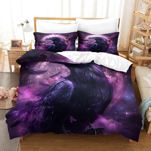 Housse de couette corbeau 3D en microfibre cosmique lit super king - 3