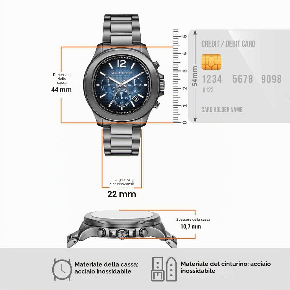 Michael Kors Orologio Sage da uomo, movimento cronografo al quarzo 44 mm con cinturino in acciaio inossidabile