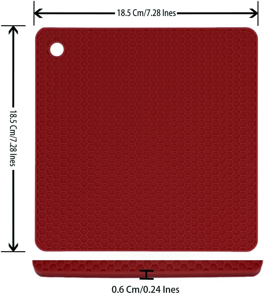 Silicone Trivets for Hot Dishes, Pots and Pans, Hot Pads for Kitchen, Merlot Red Silicone Pot Holders Mats for Kitchen Quartz Counter Heat Resistant Mat, Flexible Table Trivet Mat Set 4 image 2