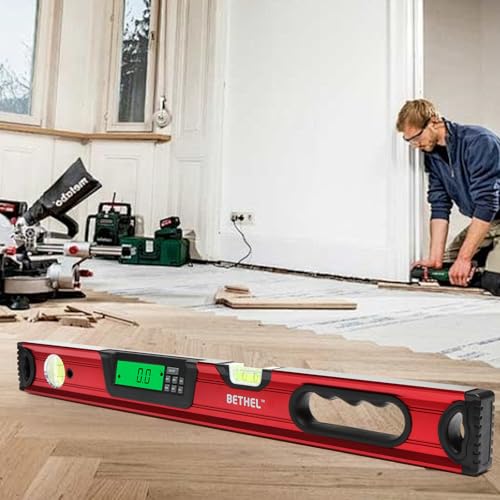 Image of BETHEL Digital Level with LCD Display,24Inch Magnetic Digital Torpedo Level, Vertical & Horizontal Spirit Bubble Measuring Tools for Woodworking Construction Craftsman