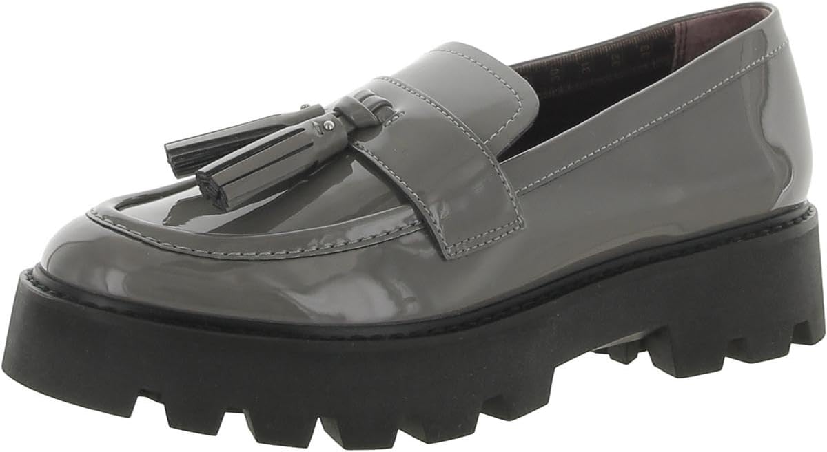 Franco Sarto Sarto Womens Balinna Slip On Loafer Slate Grey Patent Leather 8.5 M