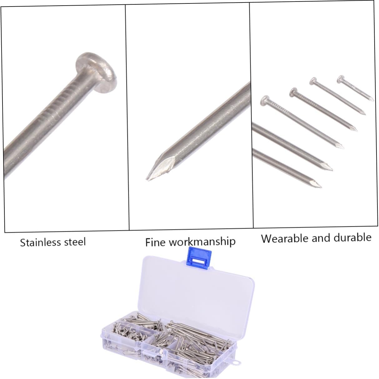 460pcs Stainless Steel Round Nails for Woodworking Drywall Repair Wall Hanging Diy Tool Flat Head Nails