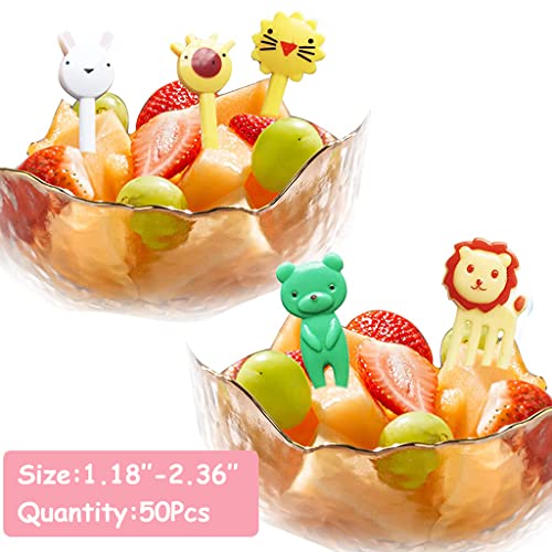Image of HASTHIP 50 Pcs Cute Animal Fruit Forks for Kids Tiffin, Reusable Plastic | Easy Fruit Serving, Neat Lunch Packing, Food Grade Plastic, Compact Shape, Reusable Design, Random Colours