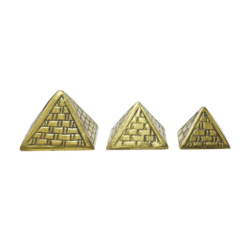 Set of 3 Egyptian Bronze Pyramids Made in Egypt Different Scale Sizes from the Great Pyramid of Gize