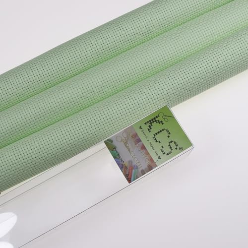 Image of KCS 3 pc of 15 inch x 18 inch(38cmx45cm) Counted Cross Stitch Cotton Aida Cloth Needlework Rolled Fabric Box,11CT,Light Green