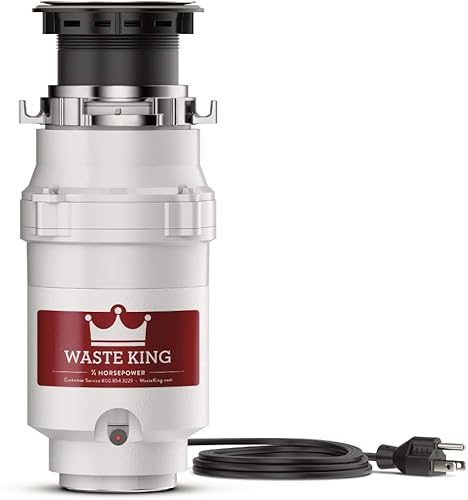 Miniatura 8 de Waste King Legend Series 1 HP Desecho de basura de alimentación continua con cable de alimentación  (L-8000) y kit de conector para lavaplatos de