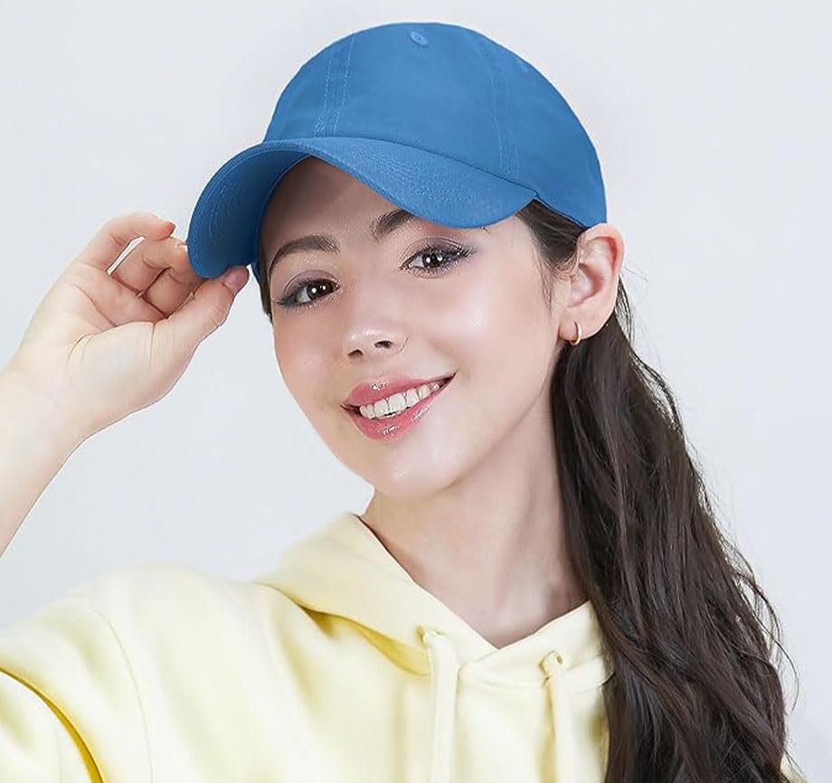 Image of Cotton Baseball Cap Dad Hat - Washed Low Profile Adjustable Hat for Men Women Casual Outdoor Running Golf