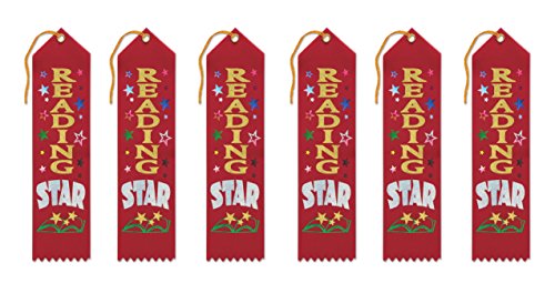 Beistle Reading Star Award Ribbons, 2 by 8-Inch, 6-Pack