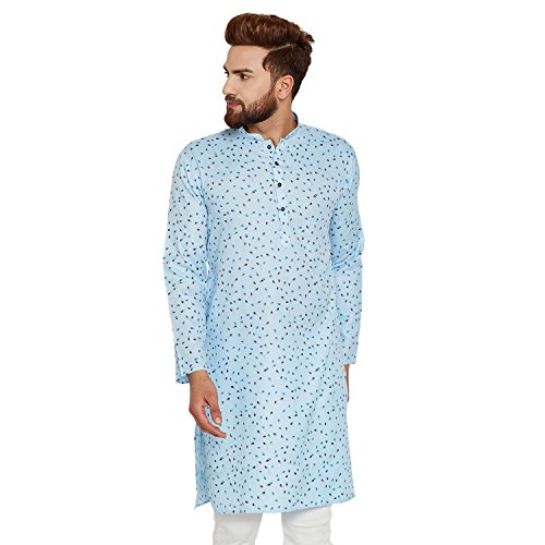 Kurta azul de algodón Sojanya para hombre ideal para eventos y verano