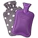 HomeTop Premium Classic Rubber Hot or Cold Water Bottle with Soft Fleece Cover (2 Liters, Purple)