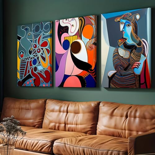 Dessin de figure abstraite contemporaine 30x42cm avec cadre intérieur bois