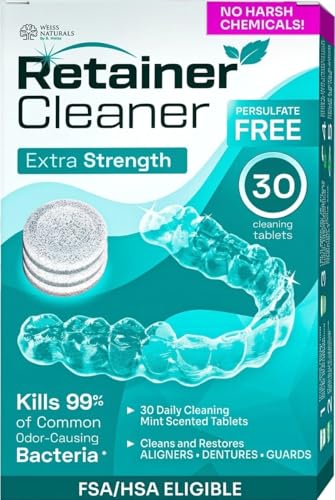 Weiss Naturals Retainer Cleaner Tablets, Invisalign Cleaner, Remove Stains, Odors & Plaque,...