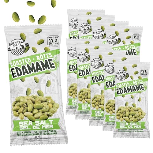 Urbani - Far Field Crunchy Roasted Edamame – Sea Salt Flavor, 10 Snack Bags (26g Each), 11g Plant Protein, Healthy High-Protein Snack for Kids & Adults - -10%