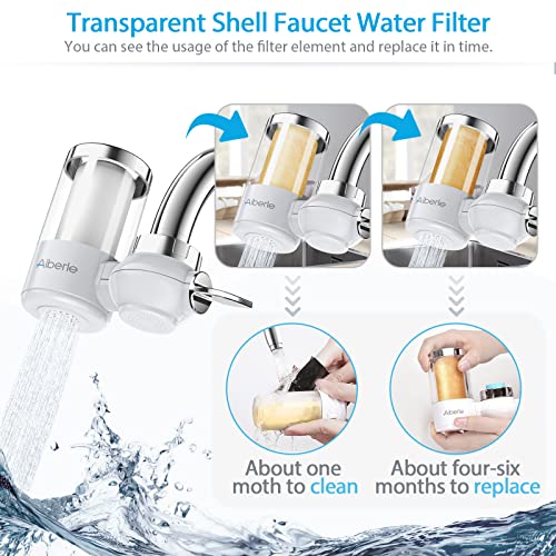 Water Filter for Sink, Bathroom Transparent Faucet Mount with 5 Filter