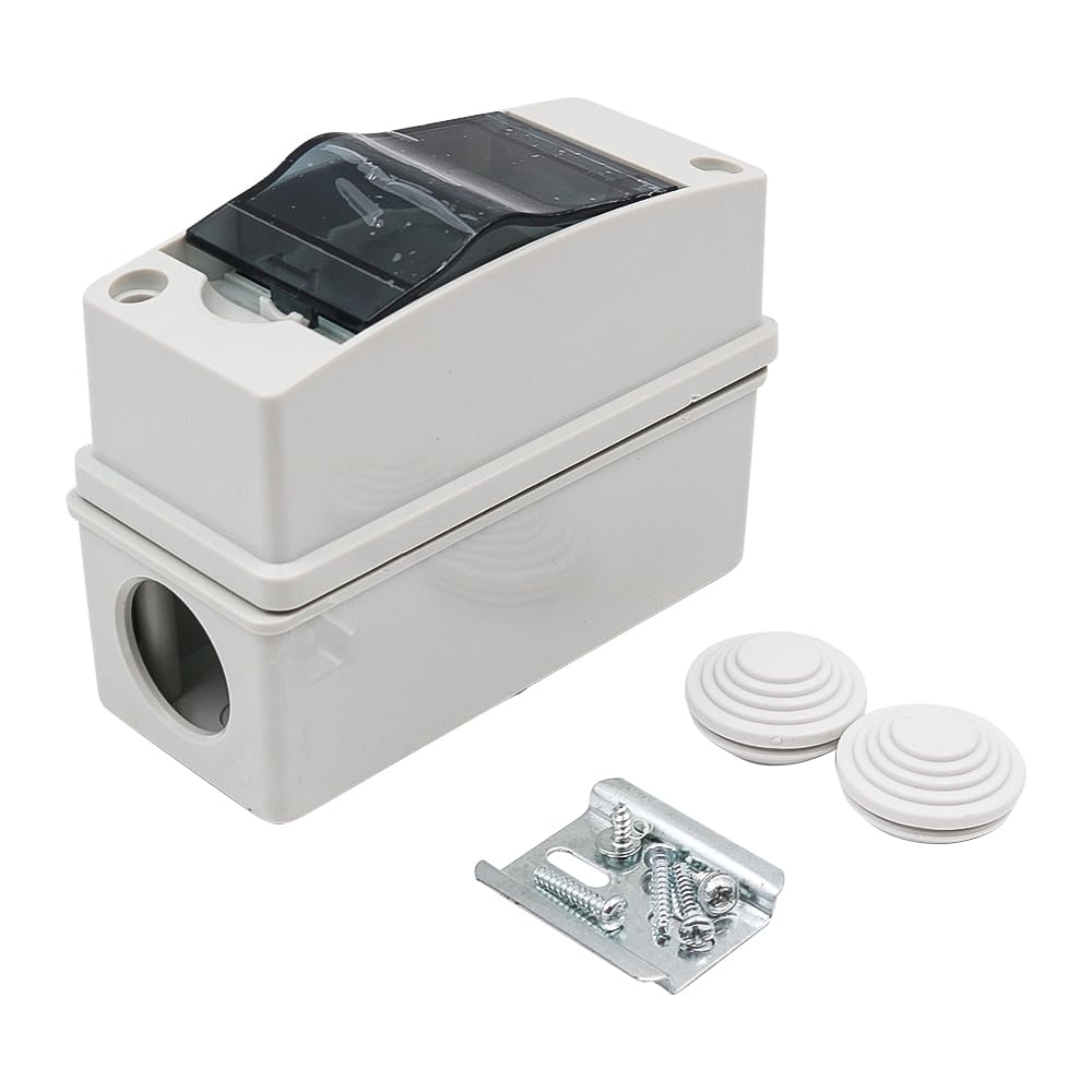 POFET 2 Way Distribution Protection Box, 2 DIN Rail Waterproof Transparent Cover Outdoor Distribution Junction Box for Indoor Outdoor Wall Circuit Breaker