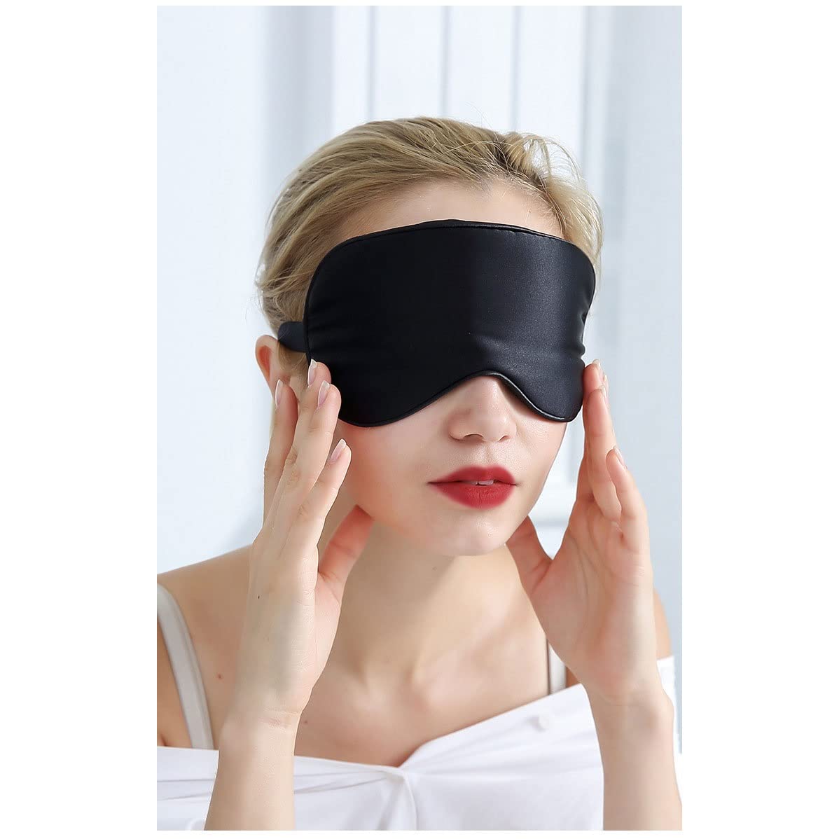 Schlafmaske aus Seide, Augenmaske aus Seide mit verstellbarem Riemen, Augenmaske for Schlafen, blockiert Licht, reduziert geschwollene Augengeschenke (Color : C)