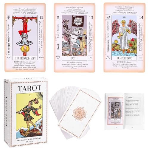 Image of Tarot Cards with Guide Book, 78 Classic Original Tarot Cards Deck Fortune Telling Game with Meanings on Them for Beginners to Expert