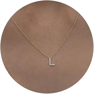 Initial Necklaces for Women, Dainty Gold Letter Necklace 14k Gold Plated Personalized CZ Initial Necklace Monogram Diamond Name Choker Necklace for Women Trendy Gold Jewelry for Women Gifts