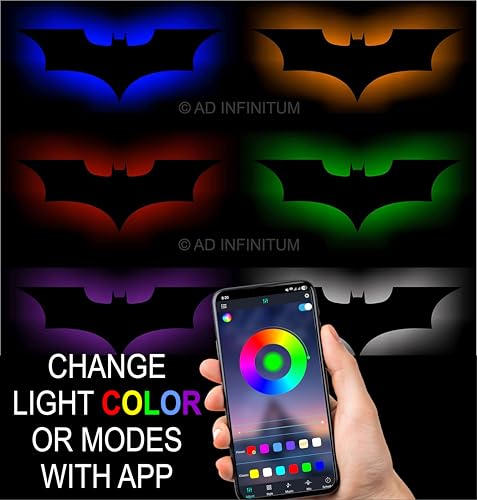 Image of AD INFINITUM LED Wall Lamp, Comic Lover, Bat Cave, Night Lamp, for Gift, Kids Room, Gaming Setup, Gaming Room, Man Cave with Mobile App Support (Dark Knight Multicolor)
