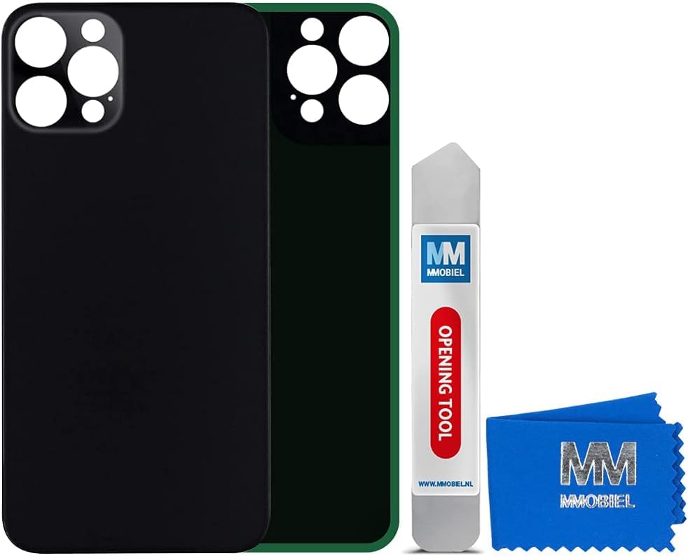 MMOBIEL Vitre arrière de Cache Batterie Remplacement Compatible avec iPhone 12 Pro - 6.1 inch Noir INCL Outil d'ouverture