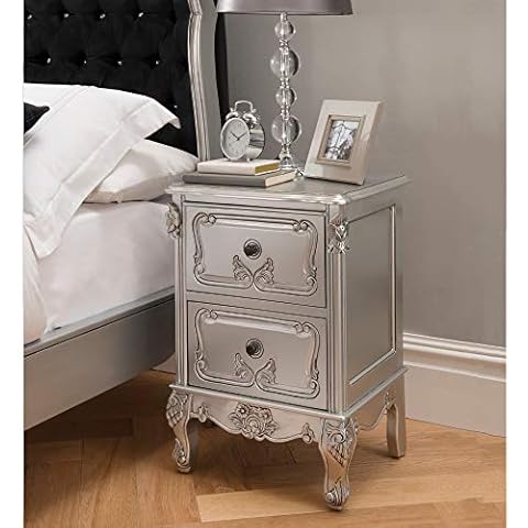 Homesdirect365 Baroque Antique Silver Bedside Table Cover