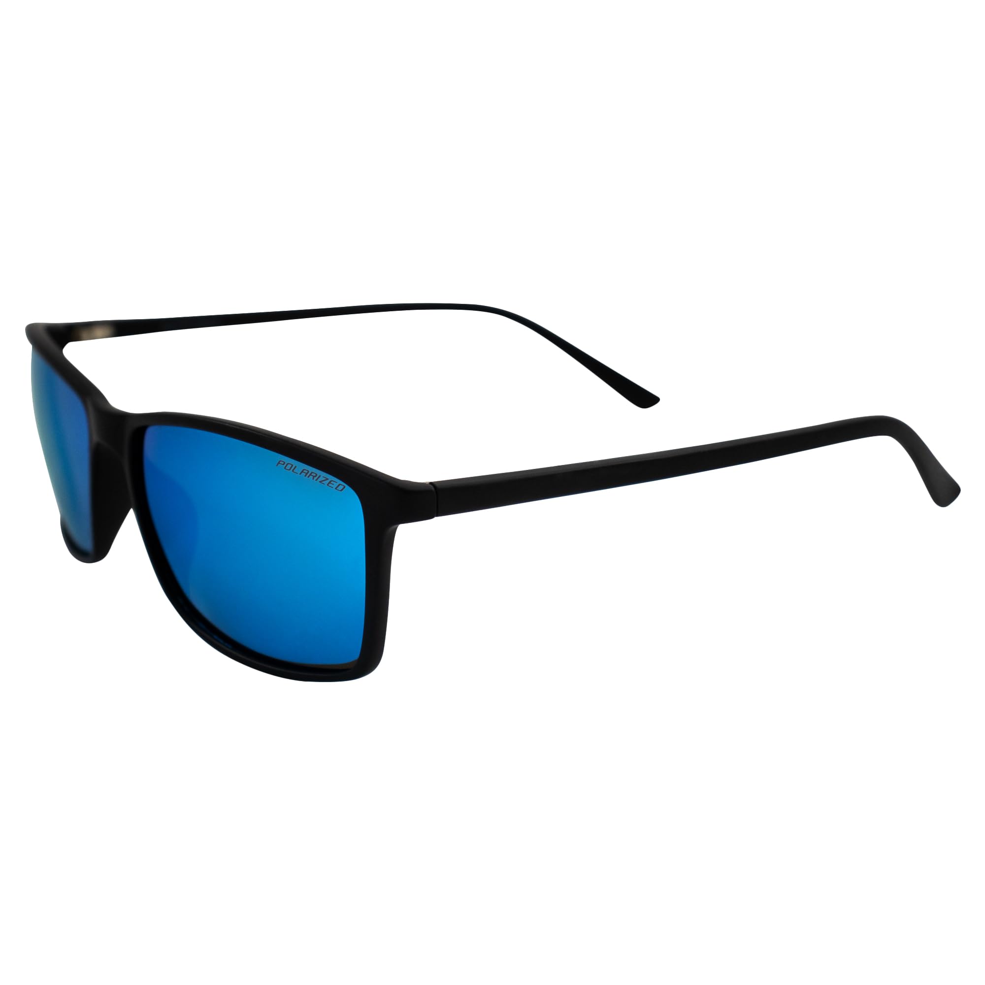 Epoch Eyewear Murphy Sport Cycle Sunglasses Black Frame with Polarized Blue Mirror Lens