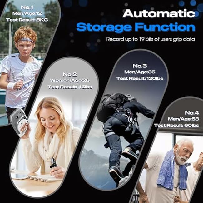 Electronic Grip Strength Tester With Adjustable Hand Gripper, Hand Dynamometer of 400lbs/180kg Tester Set with Digital Display ¨C Precision Training for Rehab, Fitness, and Home Gym